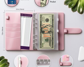 Soul Mama A6 Cash Envelopes for Budgeting Binder - 12 Pcs Pink Safari Themed Budget Binder Inserts, Budget Envelopes Binder Pockets with 6 Holes