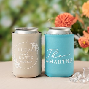 Custom Wedding Can Coolers | Personalized Neoprene Can Beverage Holder | Wedding Favor