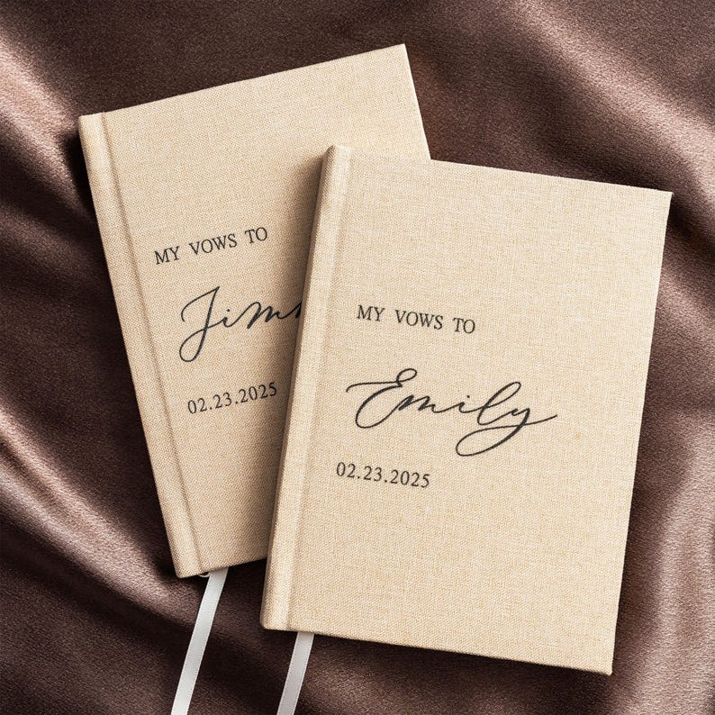 Personalized Vow Books with Gilded Edge, Elegant Bride & Groom Gift, 80 Pages(40 Sheets), Luxury Speech Notebook, Hard Cover-4.3 x 6in