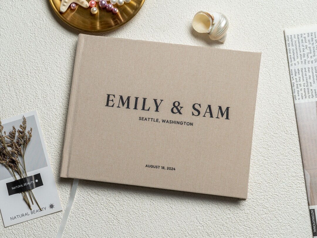 Custom Wedding Guest Book Personalized Linen Guestbook Reception