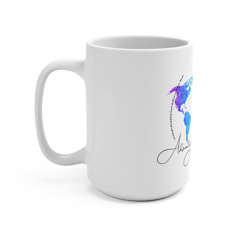 15oz Ceramic Mug adventure Awaits Colorful World Map Design Travel