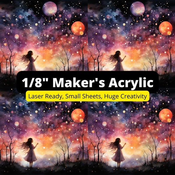 1/8" Seclusions Pattern Print Maker's Acrylic Whimsical Wonders Moonlit Night Vibrant Colorful Small Sheets for Crafters, Jewelry Makers