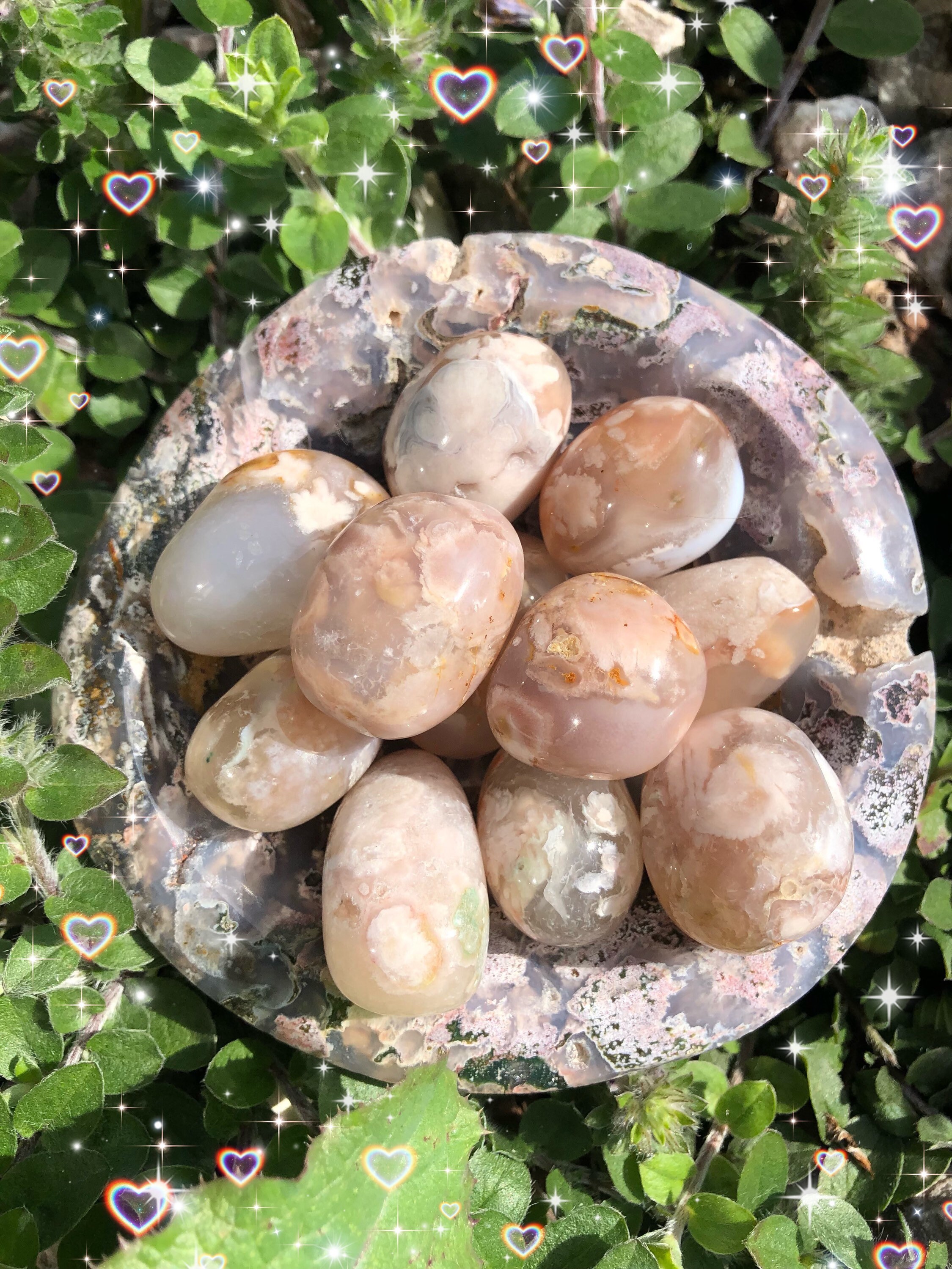 high quality flower agate tumbles | beautiful quality tumble