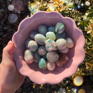 green flower agate crystal tumbles, high quality green flower agate