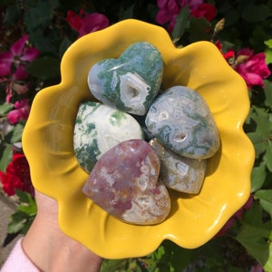 gorgeous druzy colorful moss agate crystal hearts, large moss agate crystal heart