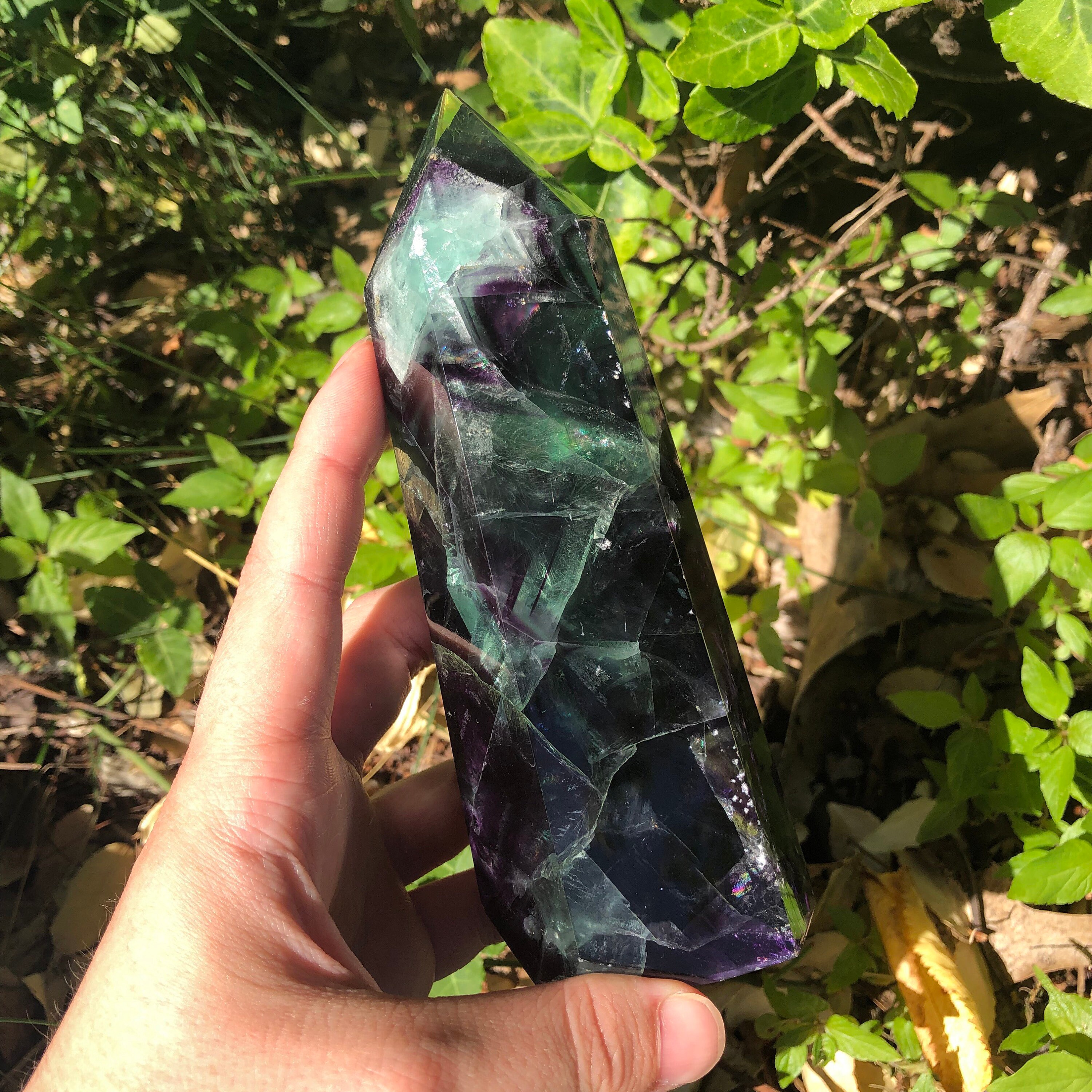 Over 1/2” Extra Large Deep Green and Purple Fluorite Crystal