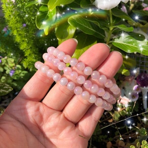 angel aura rose quartz bracelets, now in large beads! see available options below &lt;3
