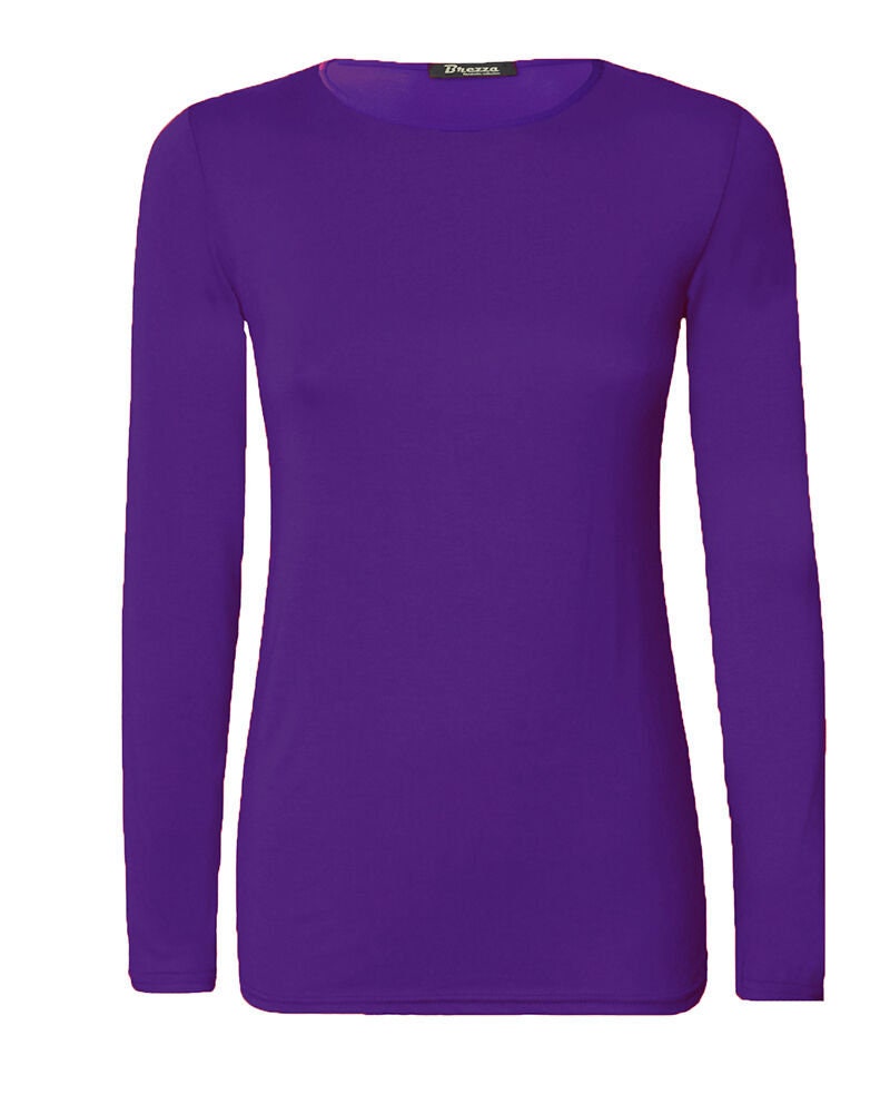 Plain Tshirt Ladies Women's Long Sleeve Round Neck T Etsy UK