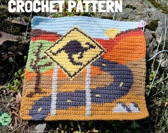 Patrón de tapiz de crochet "Señal de cruce de canguros"