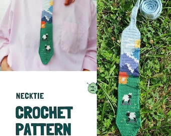 Patrón de crochet para corbata "Tierras de cultivo pacíficas"
