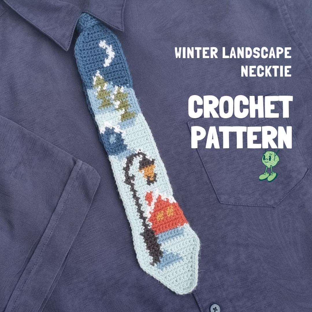 17 Tie Crochet Patterns for Stylish Handmade Gifts and Clever Accessories 10 Winter landscape necktie crochet