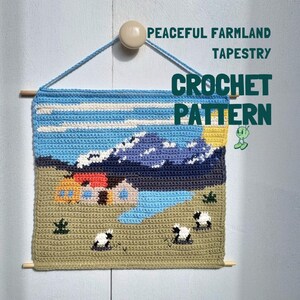 Crochet wall hanging tapestry pattern "Peaceful farmland"