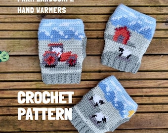 Patrón de crochet para calentar las manos en la granja