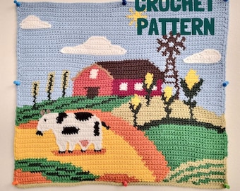 Patrón de tapiz de crochet "Un día en la granja"