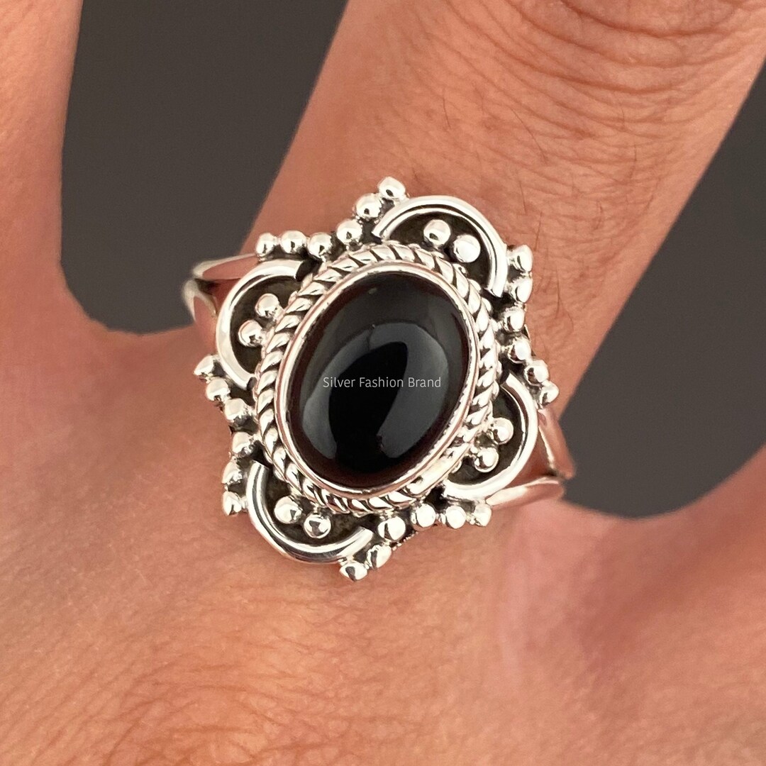Black Onyx Ring Handmade Ring Gemstone Ring 925 Silver Etsy