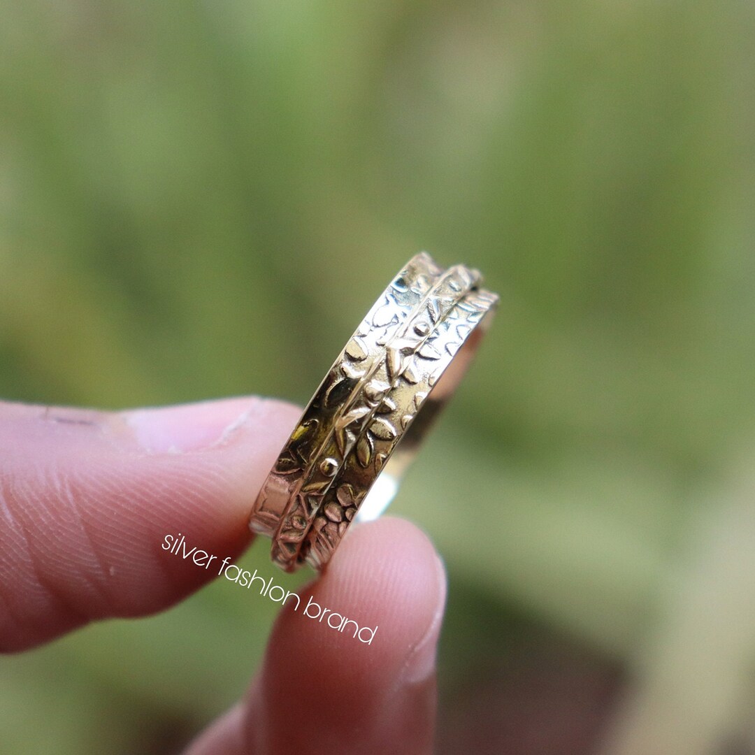 Hand Hammered 18k Gold Plated Spinner Band Thumb Band 925 Etsy