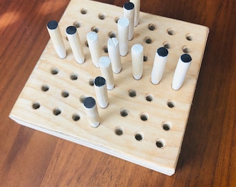 Wooden Brandubh Irish board game with storage