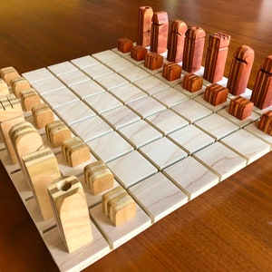 Minimalist wooden chess set