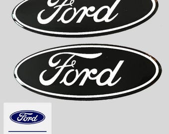 Set of 2  Gel coated Ford logo gel coated emblem overlays Fiesta / Focus  Black / White