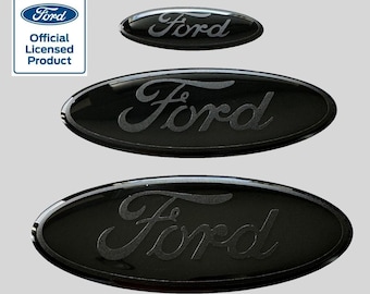 New 2024-25 Transit Custom  Set of 3  Gel coated Ford logo gel coated emblem overlays   Black on Black