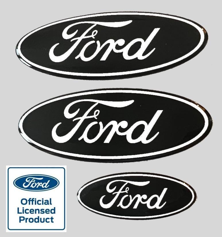 Set of 3  Gel coated Ford logo gel coated emblem overlays Fiesta / Focus  Black / White