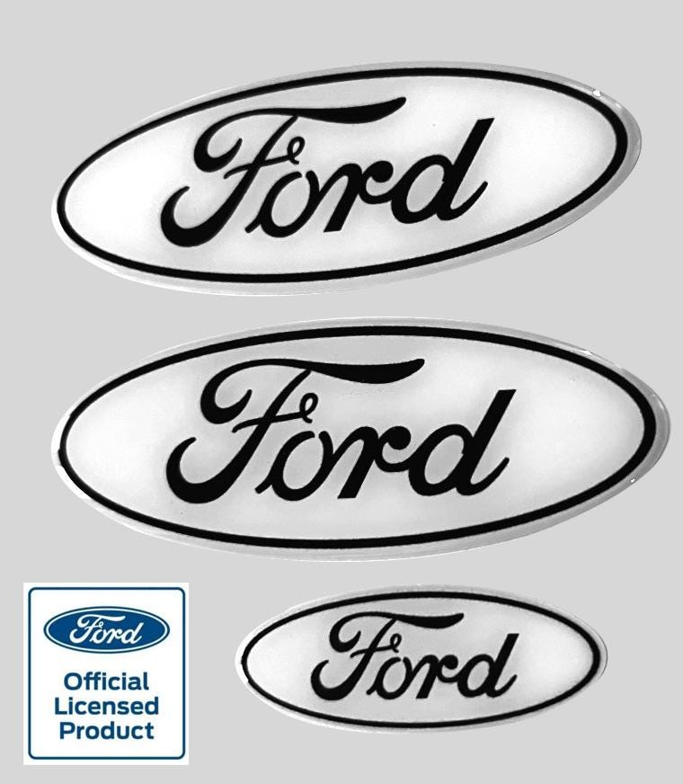 2024 Ford F250 Set of 3  Gel coated Ford logo gel coated emblem overlays White/Black