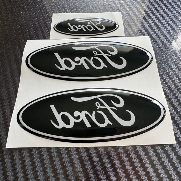 Lot de 3 incrustations d'emblème enduites de gel avec logo Ford Fiesta / Focus Noir / Blanc