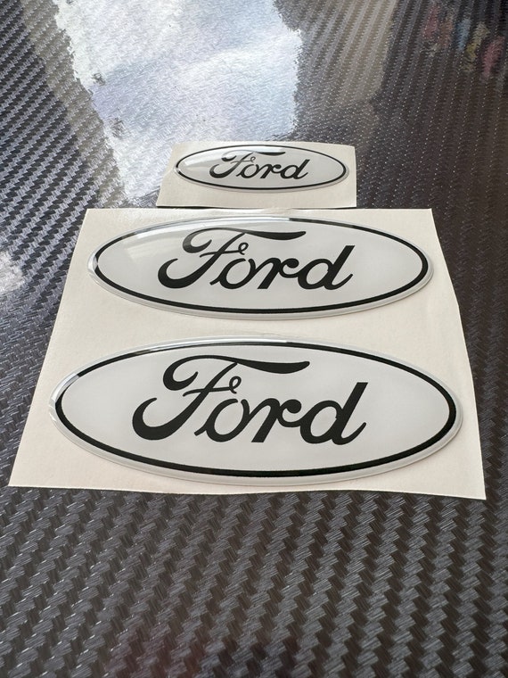 Set of 3  Gel coated Ford logo gel coated emblem overlays Fiesta / Focus  White/Black
