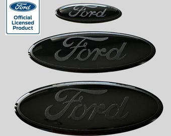 Ford Ranger 2012-21 Set van 3 gelcoated Ford-logo embleem met gelcoating Zwart op zwart
