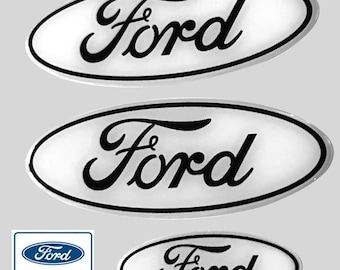 F150 2015-2023 Set van 3 gelcoat Ford-logo embleem met gelcoating wit/zwart
