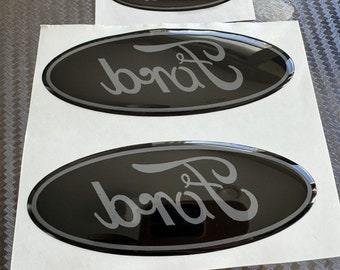 Set of 3 Gel coated Ford logo gel coated emblem overlays Ford Fusion Black/Grey