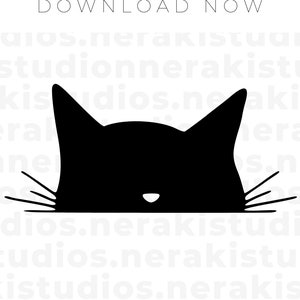 Peeking Cat SVG, Black Cat Silhouette SVG, Cute Kitten SVG, Digital/Instant Download Svg files for Cricut, Cut file svg, png, jpg