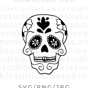Sugar Skull SVG, Dia de Los Muertos svg, Day Of The Dead svg, Digital/Instant Download, Svg files for Cricut, Cut file svg, png, jpg