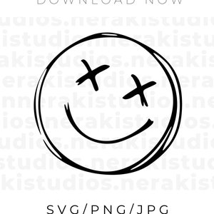 Smiley Face SVG, Crossed Eyes Smiley Face SVG, Smile SVG, Emoji svg, Cricut, Silhouette, Template, Instant Download, Cutting Files, jpg png