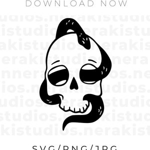 頭蓋骨 SVG、頭蓋骨の中の蛇 SVG、蛇の死骸の頭蓋骨の骨格 SVG、Cricut 用のデジタル/インスタント ダウンロード SVG ファイル、カット ファイル svg、png、jpg