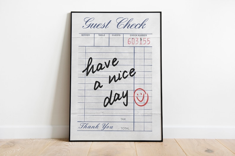 Guest Check Print Guest Check Poster Retro Guest Check Print Etsy