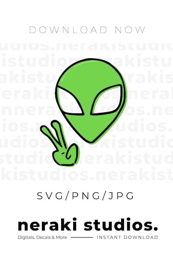 Alien SVG Alien Peace Sign SVG Green Alien Halloween SVG | Etsy