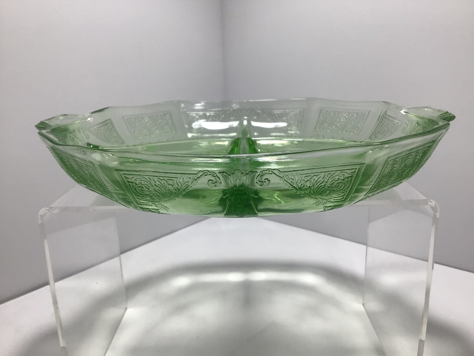 Anchor Hocking Princess Pattern 4 Part Green Uranium Glass Etsy
