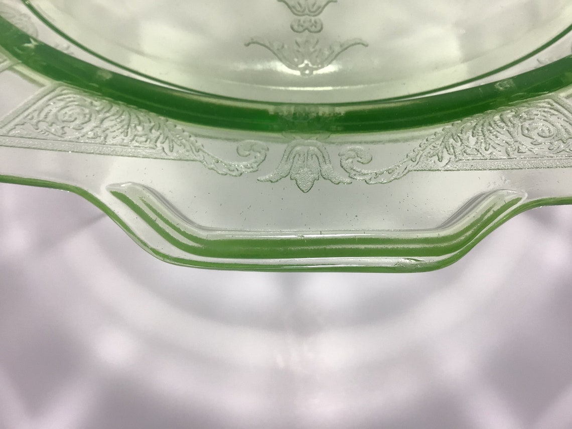 Vintage Anchor Hocking Green Uranium Glass Plate Princess Etsy