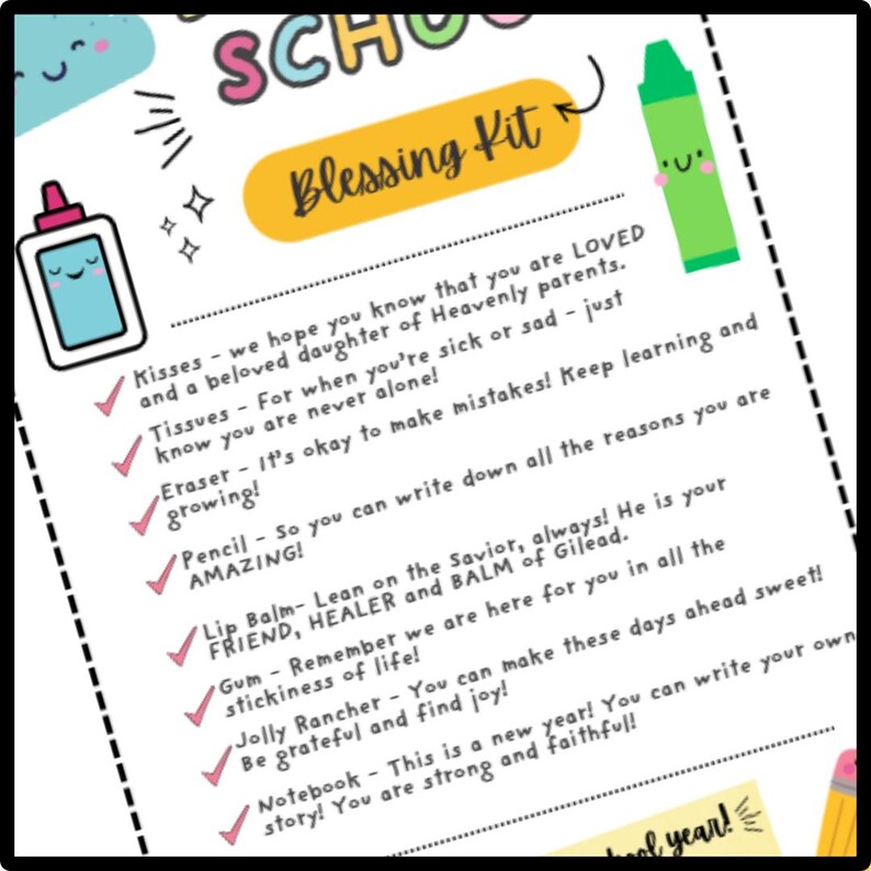 LDS Back to School Survival Kit Tags | Young Women Gift Bag Printable ...