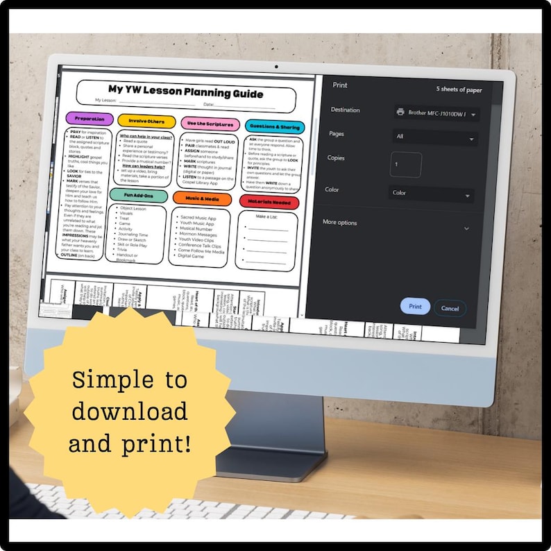 Lesson Complete Screen Young Women Lesson Planning Guide | LDS YW Teaching Template and ...