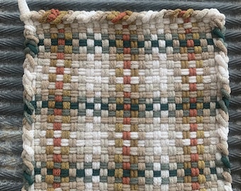 Handcrafted Cotton Potholder: Woven Hot Pad, Made in USA