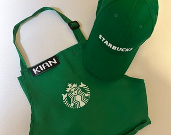 Kids Adult Dress Up Set Starbucks Barista Outfit Apron halloween costume