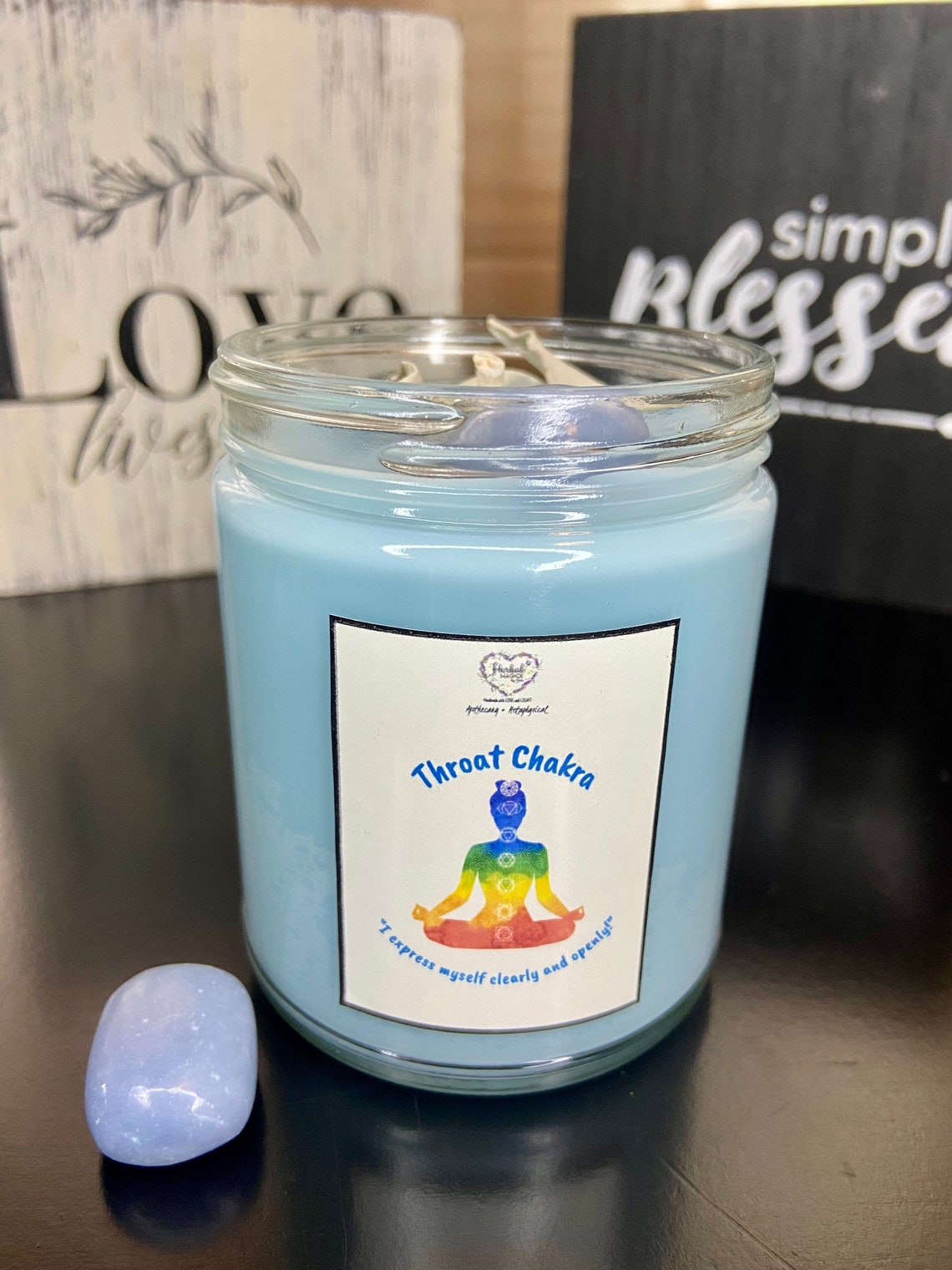 Throat Chakra Candle Intention Candle Meditation Candles Etsy