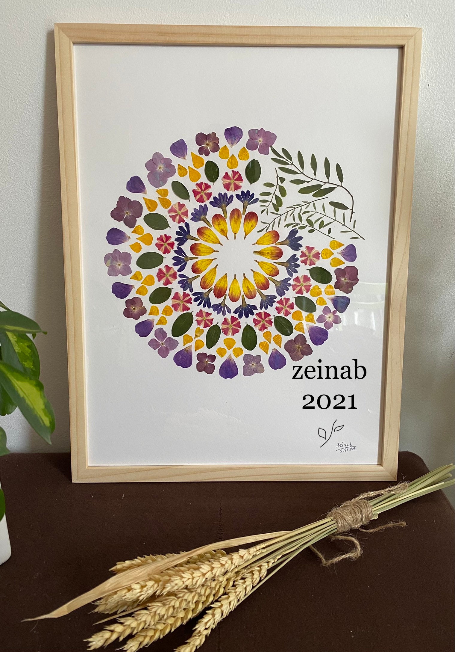 Herbier Encadré, Herbier Fleurs Feuilles Séchées, Herbarium, Cadre Herbier, Cadre Végétal, Fait à La