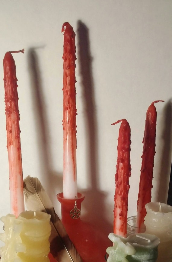 Something different Vampire Tears Black Candles Gothic Rituals Halloween Set of 4 Bleeding Candles