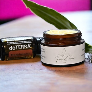 Honey and Frankincense Essential oil Face cream made with jojoba oil and mango butter face cream for day and night food for skin 1 OZ