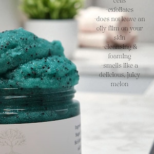 Body Scrub Foaming Exfoliating Cleansing Sugar Scrub face and body polish whipped Sugar Scrub olive oil & POPPYSEEDS takes off dead skin