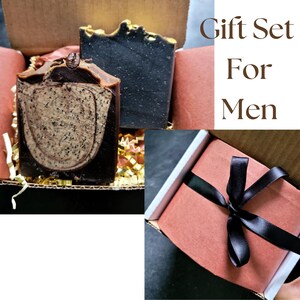 Gift Set for MEN Set 2 bars of soap Activated Charcoal bar soap Coffee Bar soap for men Gift idea for men soap gift for men soap Christmas