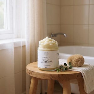 Kokosnuss Körperpeeling Schaum- & Peeling-Zuckerpeeling nimmt abgestorbene Hautzellen ab Anti-Cellulite-Zuckerpeeling mit Olivenöl schäumt auf der Haut